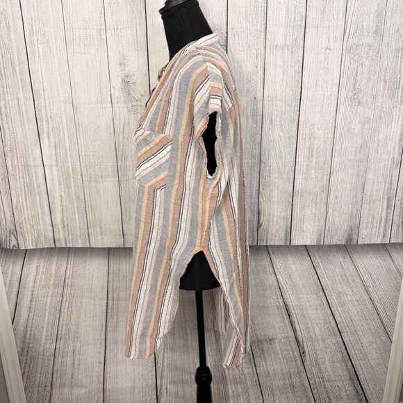 Anthropologie Holding Horses Women's Med Stripe Merida Side Slit Button Up Shirt - Picture 4 of 9